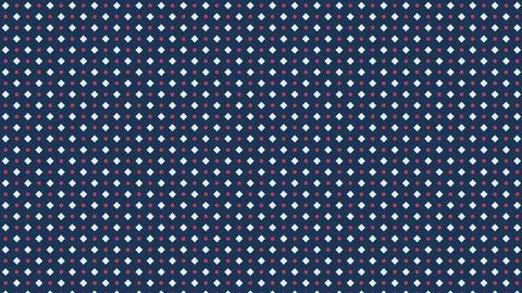 Geometric diamond pattern with red and navy dots on white background Stock Illustration