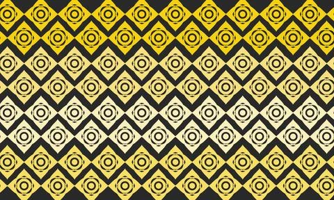 Geometric Diamond Pattern with Repeating Yellow and Black Ornamental Shapes Stock Illustration