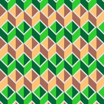 Geometric Diamond Pattern Seamless Background with Green and Beige Shapes Stock Illustration