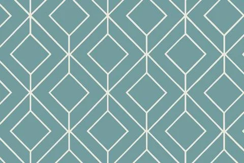 Geometric diamond pattern teal and white wallpaper design Stock Illustration