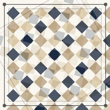 Geometric diamond pattern tiles with neutral beige blue gray tones on white.. Stock Illustration