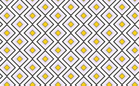 Geometric Diamond Pattern With Yellow Centers And Purple Accents  Seamless .. Stock Illustration