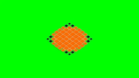 A geometric diamond shape composed of orange tiles on a bright green backgrou Stock Footage 341820967