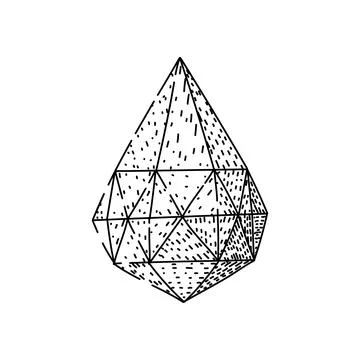 Geometric diamond shape with textured facets drawing Illustrazione stock