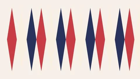 Geometric diamond shapes pattern alternating red and blue on neutral backgrou Stock Illustration