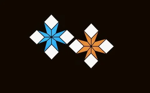 Geometric Diamond Star Emblems on Black Background Stock Illustration