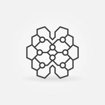 Geometric digital brain linear icon. Vector AI cyberbrain sign Stock Illustration