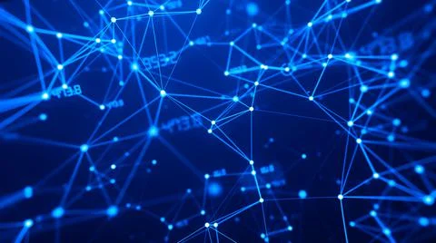 Geometric digital connect network line, dots and number background 스톡 사진