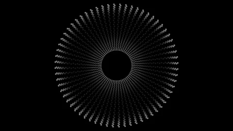 Geometric digital pattern with radial dots creating a glowing circular effect Stock Footage 348430545