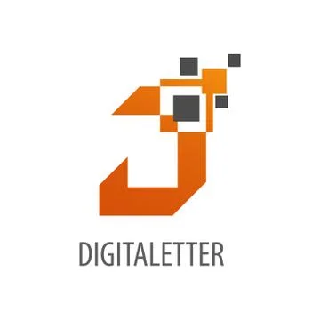 Geometric digital pixel initial letter J logo concept design. Symbol graphic  Illustrazione stock