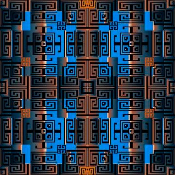 Geometric digital style greek vector seamless pattern. Modern abstract patterned Illustrazione stock