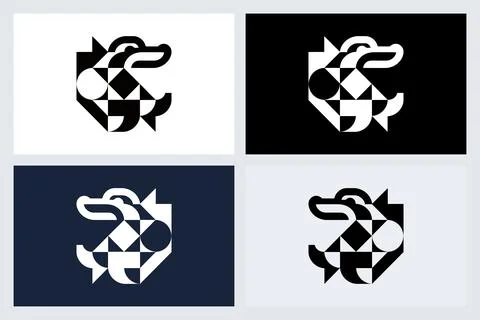 Geometric Dog Head Logo Design Concept Stockillustratie