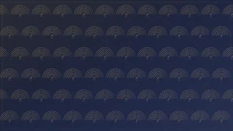 Geometric dome patterns with dotted lines on dark blue background Illustrazione stock