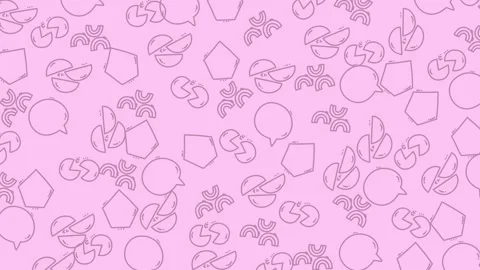 Geometric doodle pink background with random pentagons and speech bubbles Stock Footage 333048419