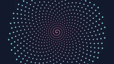 Geometric dot pattern with glowing center on dark background Stock Illustration