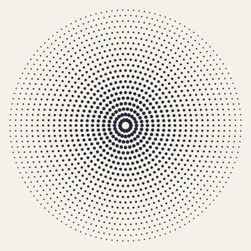 Geometric dot pattern radiating concentric circles abstract design Illustrazione stock