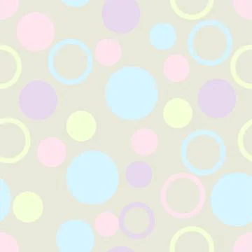 Geometric Dots And Rings In Multicolor Pastel Shades On Grey Stock Illustration