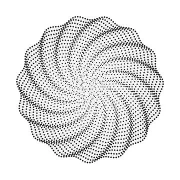 Geometric Dotted Spiral Mesh Circle Design Stock Illustration