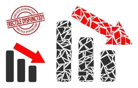Geometric Down Trend Bar Chart Icon Mosaic and Textured Erectile Dysfunction Illustrazione stock