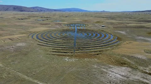 Geometric drawings in plantations, ancient architecture, Waru Waru in Puno, Peru Video stock 202178564
