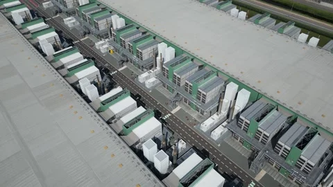 Geometric Drone Shot of Modern Data Campus in Eemshaven 動画素材 314637602