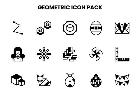 Geometric DuoTone Set Icons Pack Stockillustratie