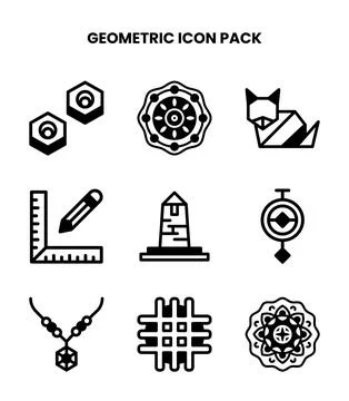 Geometric DuoTone Set Icons Pack Stock Illustration