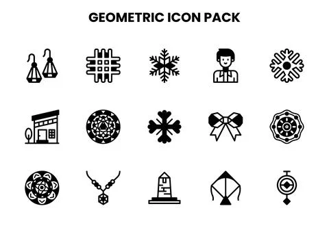 Geometric DuoTone Vector Icons Pack 스톡 일러스트