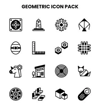 Geometric DuoTone Vector Icons Pack Stock Illustration