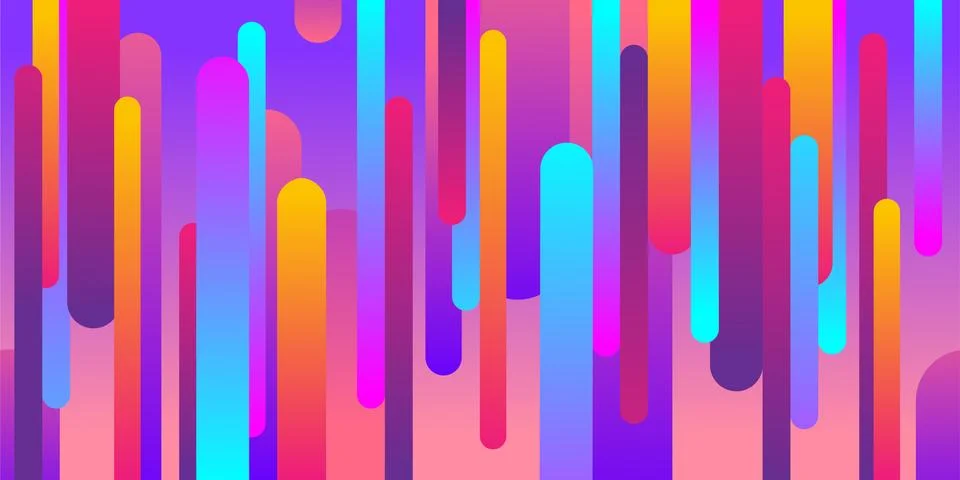 Geometric dynamic background with colorful rectangles with rounded edges. Stock Illustration