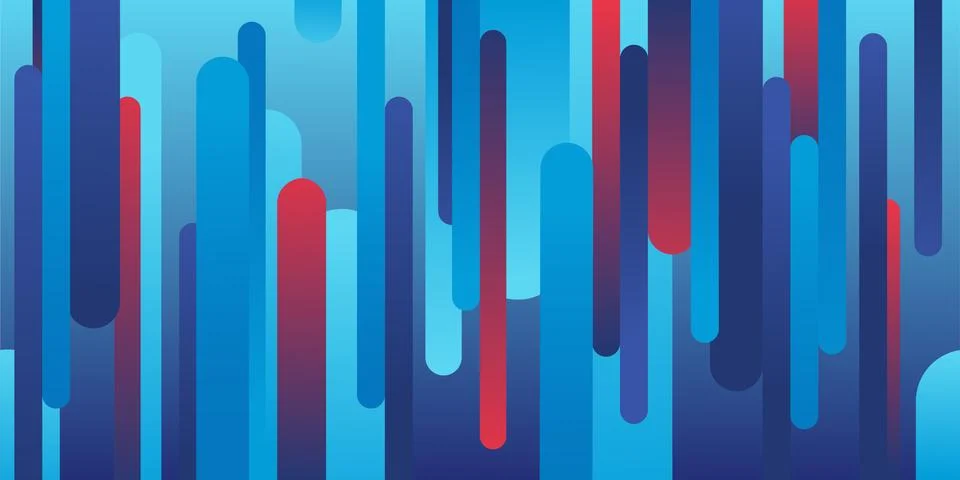 Geometric dynamic background with colorful rectangles with rounded edges. Stock Illustration