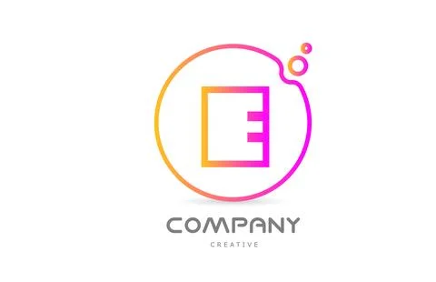 Geometric E letter alphabet logo icon with circle and bubbles. Creative tem.. Stock Illustration