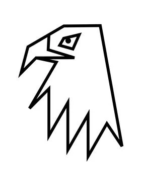 Geometric eagle head profile vector, Minimalist bird of prey icon, Line art e Ilustración de archivo