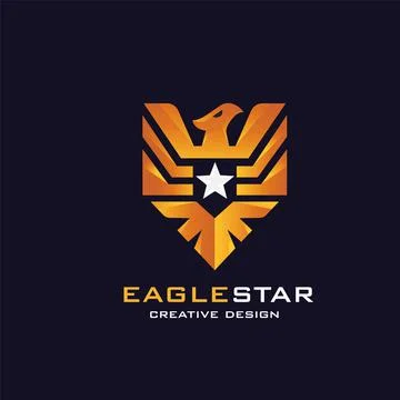 Geometric eagle with star modern color logo Stock Illustration