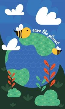 Geometric earth day card Vector Stock Illustration