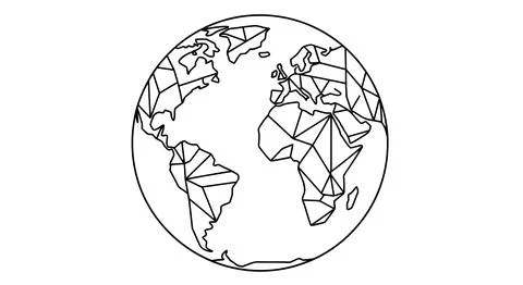 Geometric earth globe in black lines on white Stock Illustration