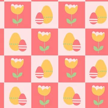 Geometric easter design with eggs and flowers for festive decoration 스톡 일러스트