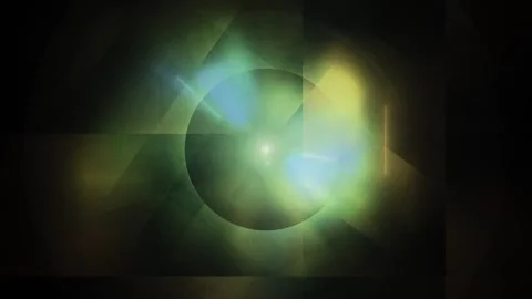 Geometric Eclipse Glow in a Dreamlike Amber and Jade Atmosphere Stock Footage 346131545