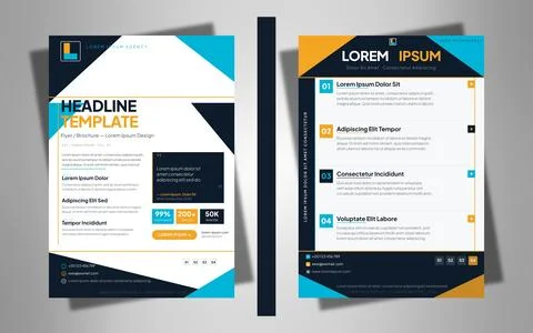 Geometric Edge Premium A4 Flyer Set Vector Modern イラスト素材