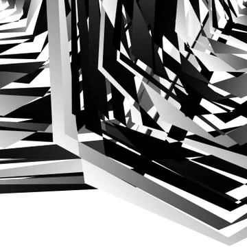Geometric edgy rough pattern. Abstract black and white art. Stock Illustration