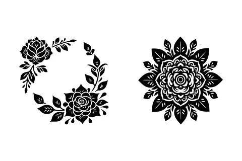 Geometric Elegant Abstract Patterns Mandala Design Silhouette Vector Art Stock Illustration