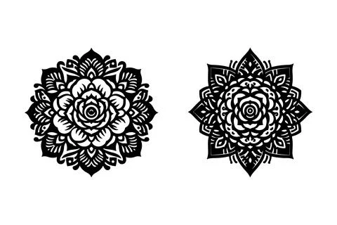 Geometric Elegant Abstract Patterns Mandala Design Silhouette Vector Art Stock Illustration