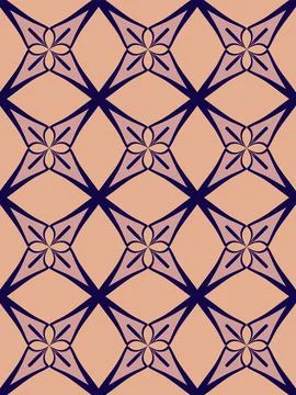 Geometric elegant seamless pattern in dark blue, beige pink background Stock Illustration