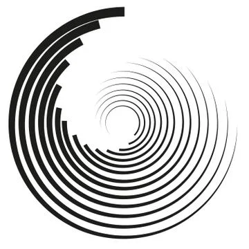 Geometric element of concentric circles. Black color on a white background. R Stock Illustration