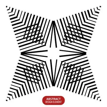 Geometric element made of lines. Abstract monochrome shape isolated on white Stock Illustration