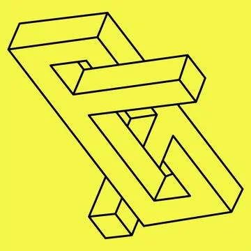 Geometric element, optical illusion shape, line design. Optical art. Impossible Stock Illustration