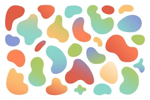 Geometric element set with abstract amoeba, vector Stock Illustration