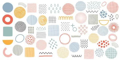 Geometric element set with abstract object, vector Stock Illustration