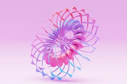 Geometric element in shape of  pink and blue 3d torus. Round realistick ring  Stock Illustration