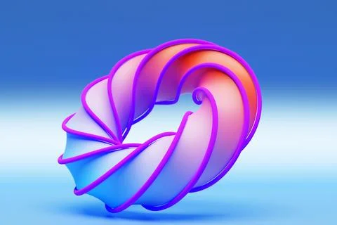 Geometric element in shape of  pink and blue 3d torus. Round realistick ring  Stock Illustration